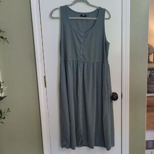 Frye Gray/Green Scoop Neck Sleeveless Midi Sundress